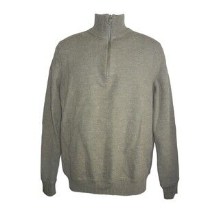 Banana Republic Mens 1/4 Zip Sweater Green Large 100% Wool Adult Long Sleeve